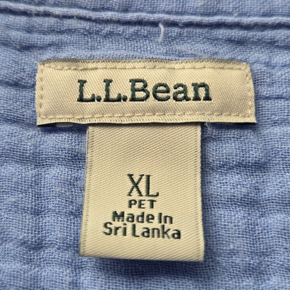 LL Bean Womens XL Petite Light Blue Gauze Cotton Button Down 100% Cotton Shirt - Picture 4 of 12